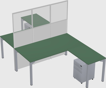Shared l-shape cubicle