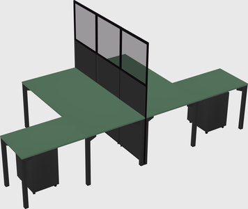 Shared l-shape cubicle
