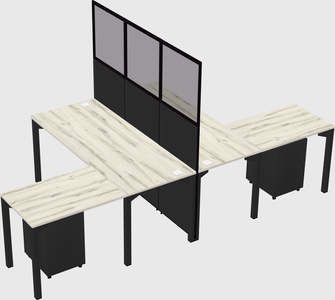 Shared l-shape cubicle