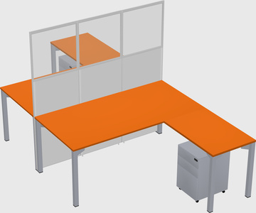 Shared l-shape cubicle