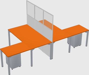 Shared l-shape cubicle
