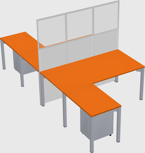 Shared l-shape cubicle