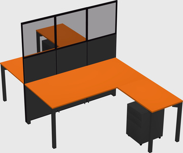 Shared l-shape cubicle