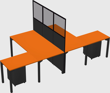 Shared l-shape cubicle