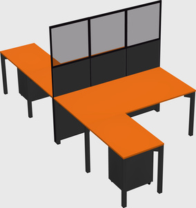 Shared l-shape cubicle