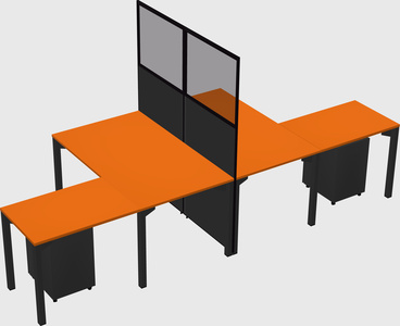 Shared l-shape cubicle