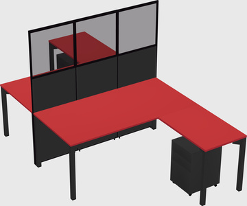 Shared l-shape cubicle