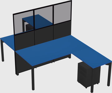 Shared l-shape cubicle