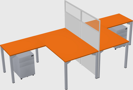 Shared l-shape cubicle
