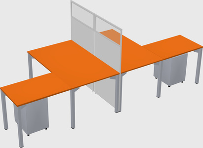 Shared l-shape cubicle