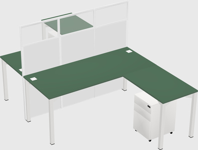 Shared l-shape cubicle