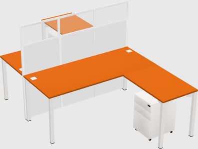 Shared l-shape cubicle