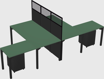 Shared l-shape cubicle