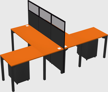 Shared l-shape cubicle