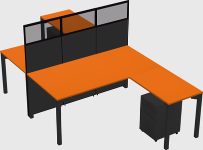 Shared l-shape cubicle