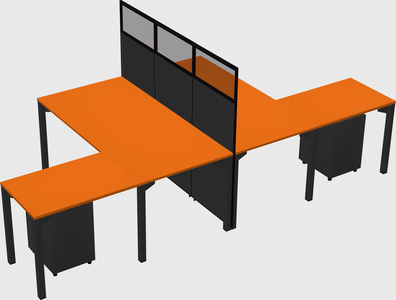 Shared l-shape cubicle