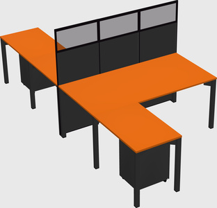 Shared l-shape cubicle