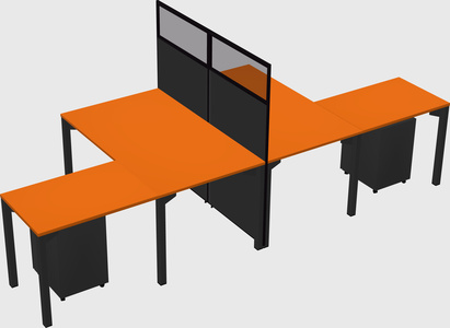 Shared l-shape cubicle