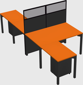 Shared l-shape cubicle