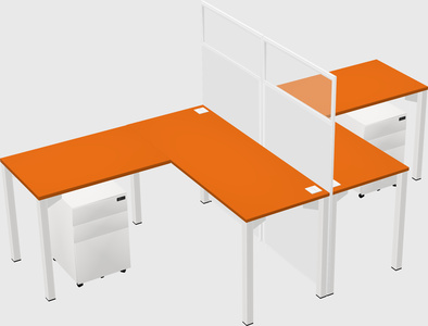 Shared l-shape cubicle