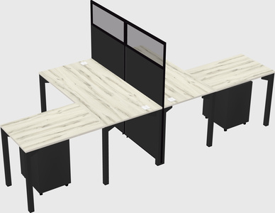 Shared l-shape cubicle
