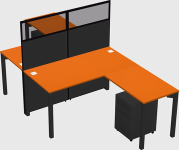 Shared l-shape cubicle
