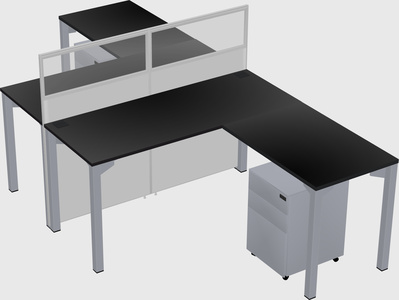 Shared l-shape cubicle