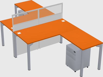 Shared l-shape cubicle