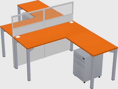 Shared l-shape cubicle