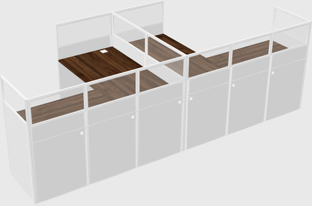 Shared l-shaped cubicle