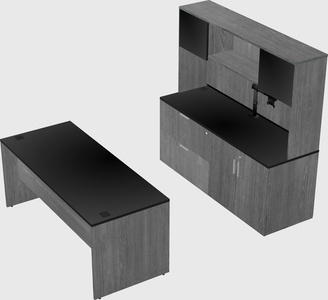Parallel desk with credenza