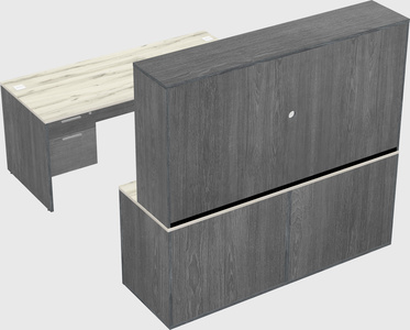 Parallel desk with credenza