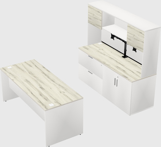 Parallel desk with credenza