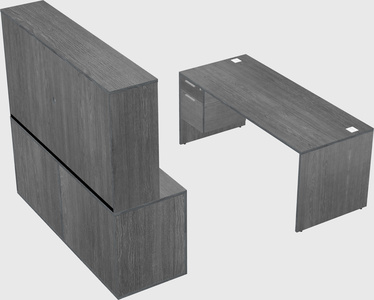Parallel desk with credenza