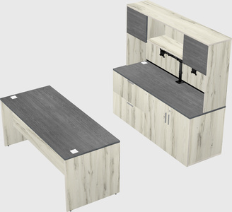 Parallel desk with credenza