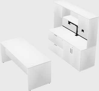 Parallel desk with credenza