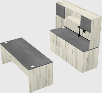 Parallel desk with credenza