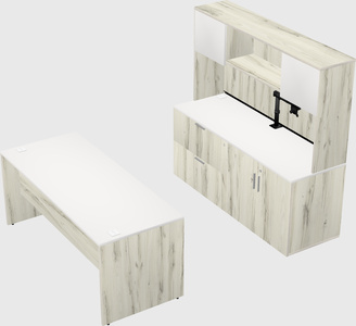 Parallel desk with credenza