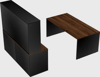 Parallel desk with credenza