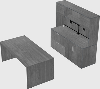 Parallel desk with credenza