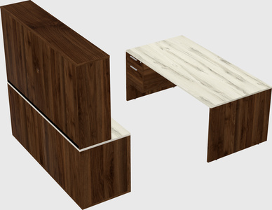Parallel desk with credenza