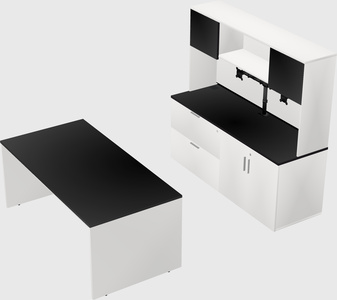 Parallel desk with credenza
