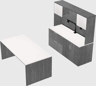 Parallel desk with credenza