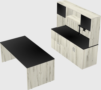Parallel desk with credenza