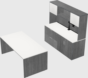 Parallel desk with credenza