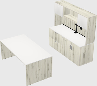 Parallel desk with credenza