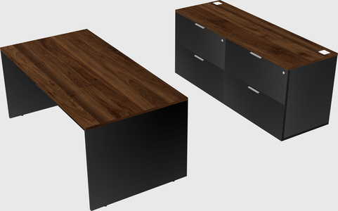 Parallel desk with credenza