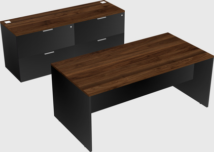 Parallel desk with credenza
