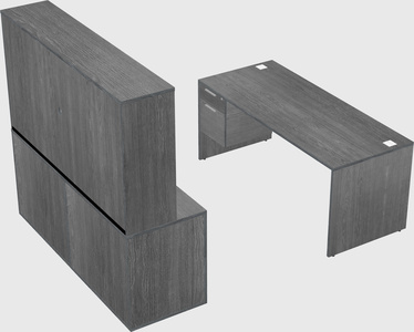 Parallel desk with credenza