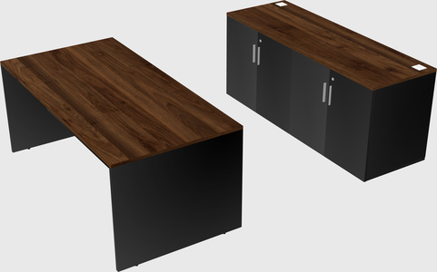Parallel desk with credenza